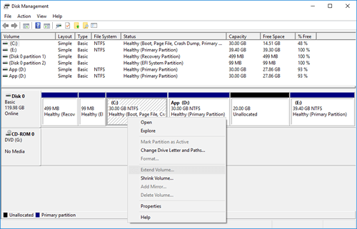 Cannot extend partition