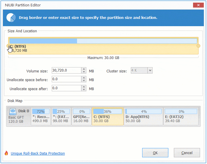 Resize partition C