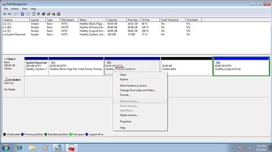 Extend Volume disabled