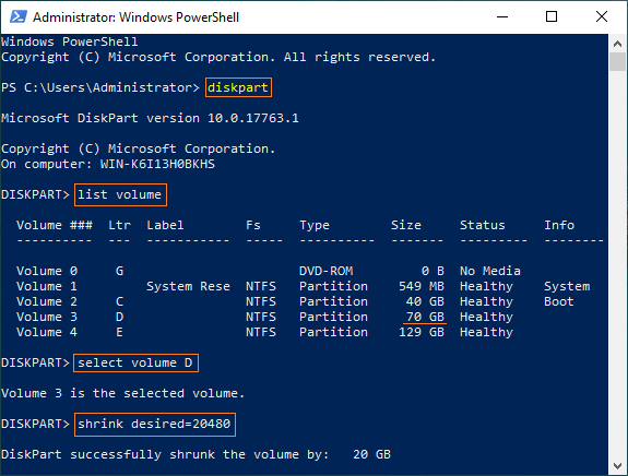 Powershell shrink