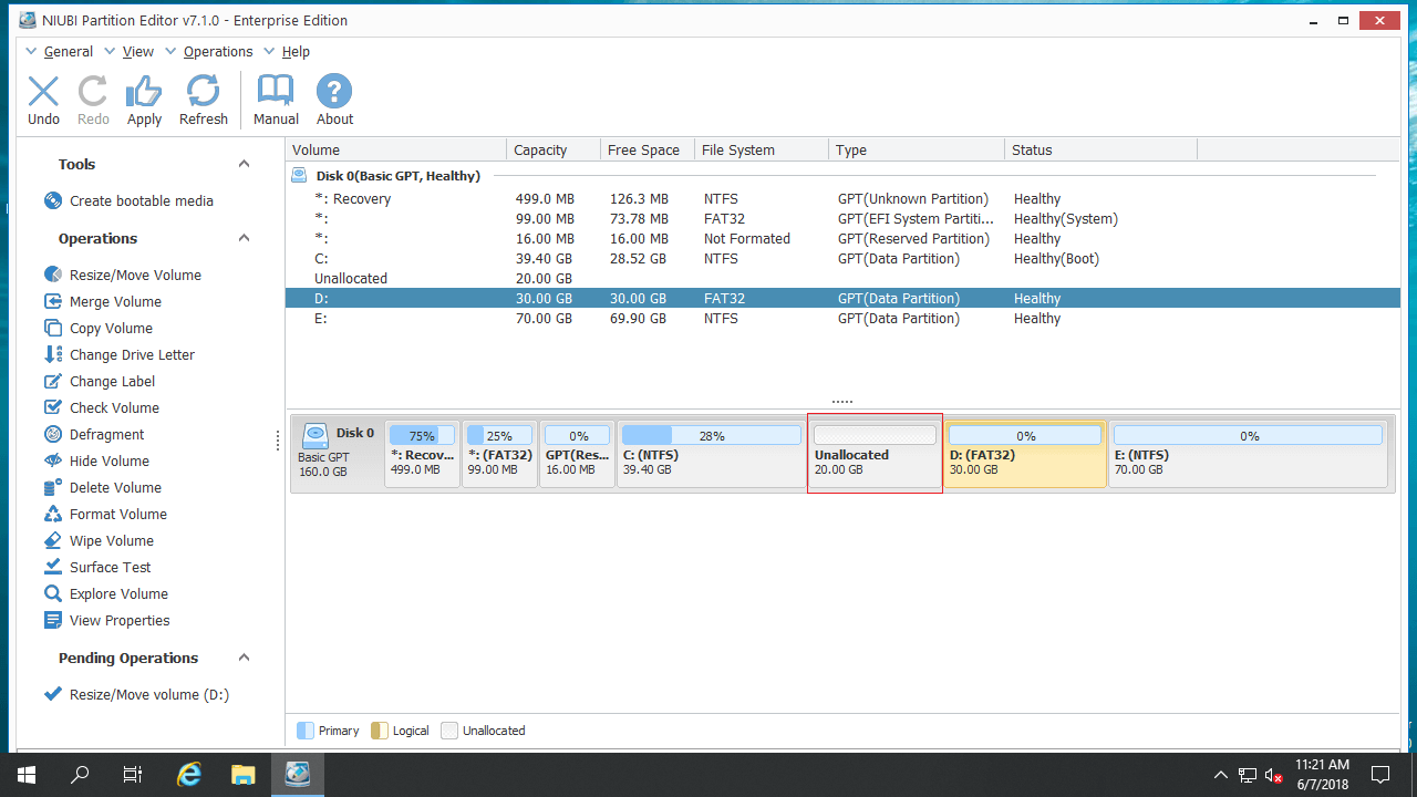 Windows Server 2019 Extend Volume greyed out/disabled solution
